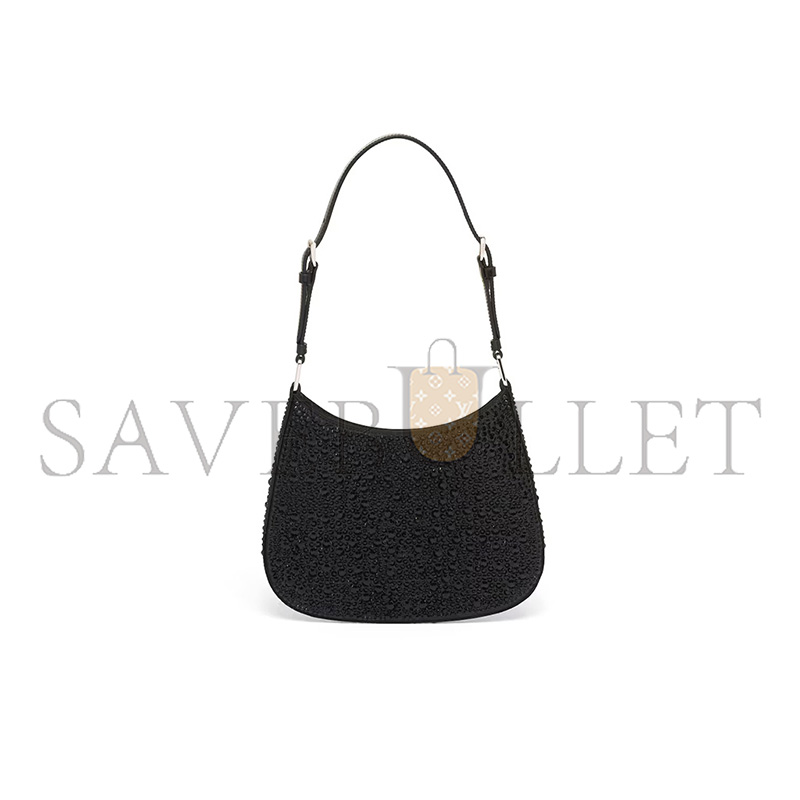 PRADA CLEO SATIN BAG WITH CRYSTALS 1BC169 (22*18.5*4.5cm) PRADA CLEO SATIN BAG WITH CRYSTALS 1BC169 (22*18.5*4.5cm)